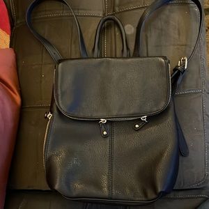 Black Leather Backpack Purse